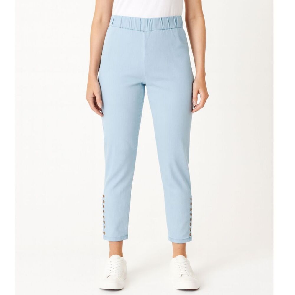 Soft Surroundings Jeans Womens Medium Light Wash Pull On High Waisted Straight